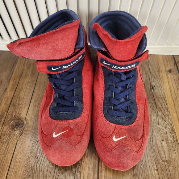 VTG Nike Air Drive Pro S Racing Compound Mens Sz 9 Red Suede Pit Crew Shoes Cars - Picture 8 of 9
